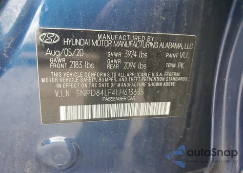 2020 Hyundai Elantra Sel from USA, damaged, VIN 5NPD84LF4LH613635